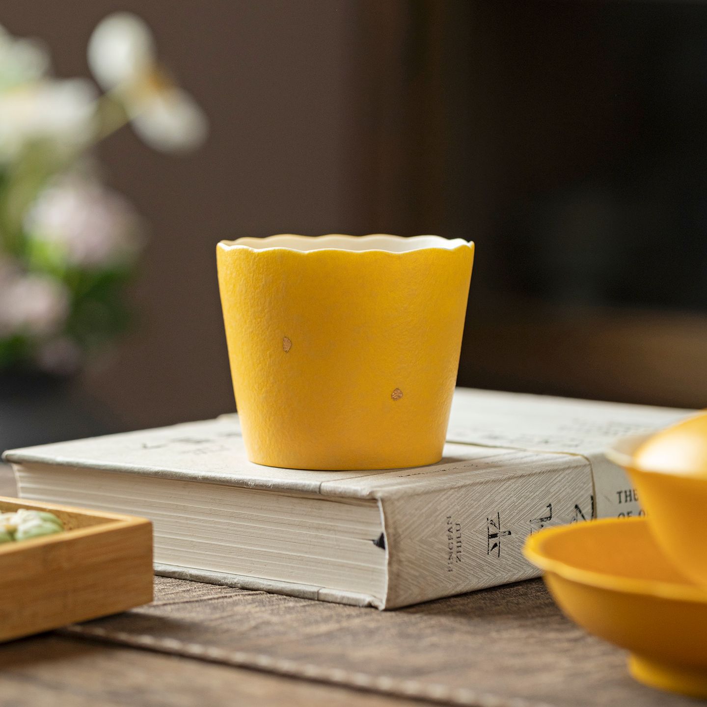 Handmade Ceramic Mug - Handmade Lemon Yellow Gold Speckle Ceramic