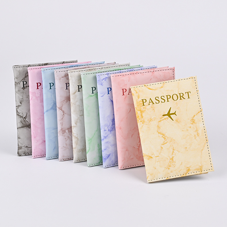 Leather Passport Cover - Macaron Color Marble Pattern Passport Covers